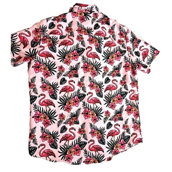 Broken Threads Addicted To Summer XL Multicolor Flamingo Print Aloha Shirt - Picture 3 of 8